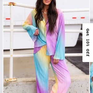 Dressed in LALA Multicolor Button Down Shirt